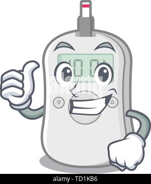 Daumen hoch Diabetes check Maschine isoliert die Karikatur Stock Vektor