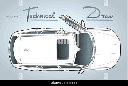 Auto von oben Ansicht Vektor. Flaches Design auto. Stock Vektor