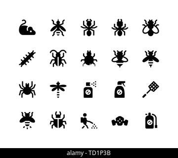 Einfacher Satz der Schädlingsbekämpfung im Zusammenhang Vektor Glyphe Symbole. Enthält solche Ikonen wie Maus, Mücken, Ameisen, Termiten und mehr. Pixel Perfect Vector Icons auf der Grundlage Stock Vektor