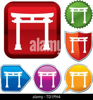 Vector Illustration. Setzen Sie glänzende Symbol Serie auf den Schaltflächen. Der shintoismus. Stock Vektor