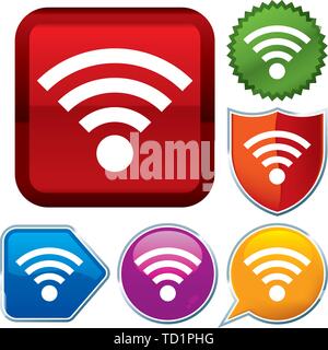 Vector Illustration. Setzen Sie glänzende Symbol Serie auf den Schaltflächen. Signal. Stock Vektor