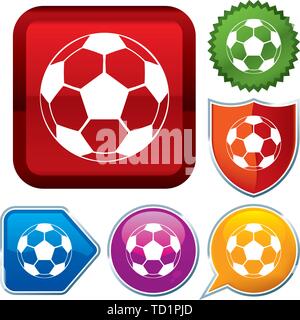 Vector Illustration. Setzen Sie glänzende Symbol Serie auf den Schaltflächen. Soccer ball. Stock Vektor