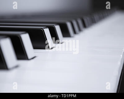 Piano keys Perspektive flachen Bereich der Ansicht. 3D Rendering illustration Stockfoto