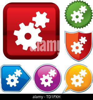 Vector Illustration. Setzen Sie glänzende Symbol Serie auf den Schaltflächen. Arbeiten. Stock Vektor