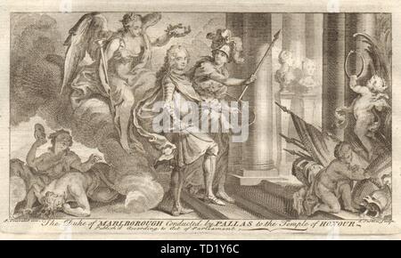 John Churchill 1. Herzog von Marlborough von Pallas führte zu Tempel der Ehre 1736 Stockfoto