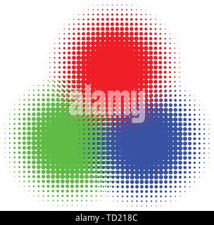 RGB-Halbton Element verblasst. RGB-Farbe druckt isoliert Halbtöne Stock Vektor