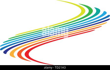 Bunte Streifen Streifen Linien mit gewellten, Bülow Wirkung. Die Entwicklung des abstrakten Elementen Stock Vektor