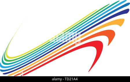 Bunte Streifen Streifen Linien mit gewellten, Bülow Wirkung. Die Entwicklung des abstrakten Elementen Stock Vektor