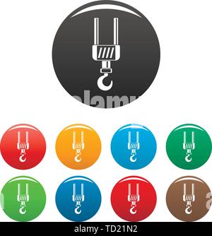 Bau haken Icons Set 9 Farbe Vektor isoliert auf Weiss für jedes Design Stock Vektor