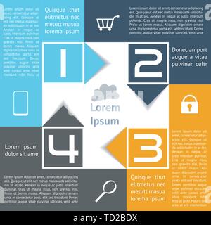 Infografiken Square mit Pfeilen abstrakte Optionen vier Wahlen EPS 10 benannte Layer Stock Vektor