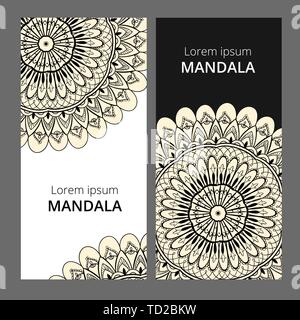 Indische floral Paisley Medaillon Banner. Ethnische Mandala Ornament. Für textile verwendet werden können, Grußkarte, Malbuch, Phone Case drucken. Stock Vektor