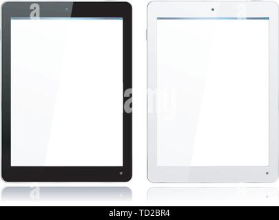 Realistische Computer Tablet in Schwarz und Weiß, Vektor mit gruppierten Elemente, benannte Layer und mit einem separaten Layer zu Ihrem eigenen Bild einfach hinzufügen zu Tablet Stock Vektor