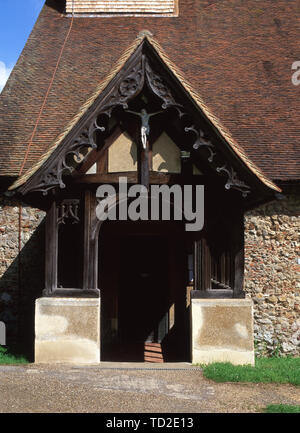 South Portal von St. Michael und alle Engel Kirche, Copford, Essex, Großbritannien. Stockfoto