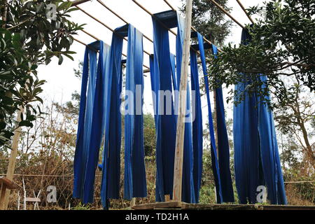 Die blaue Färbung der Mingyue Dorf, Chengdu, kann die Kunst, die für eine lange Zeit bestanden worden ist. Stockfoto