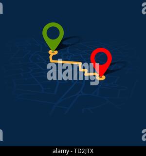 Kreative Infografik Stadtplan Navigation für Ihr Dashboard Konzept Design. Perspektive und Nacht anzeigen. Vector Illustration. Stock Vektor