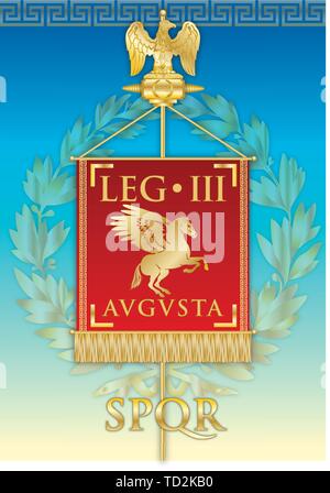 Die Legio III Augusta, alte lehrt banner Legion des Römischen Reiches, Vektor, Abbildung Stock Vektor