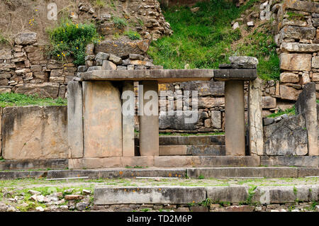 Südamerika, die Ruinen der Wari (Huari) Kultur in Chavin de Huantar eine große Prä-Inka-Kultur. Die Website befindet sich in der Region Ancash von Peru. Stockfoto