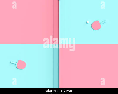 Tischtennis Konzept 3d-render Bild in Flach Stil Stockfoto