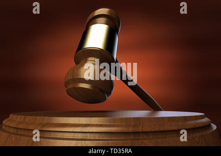 3D-Rendering von einer Auktion/Justiz Hammer Stockfoto