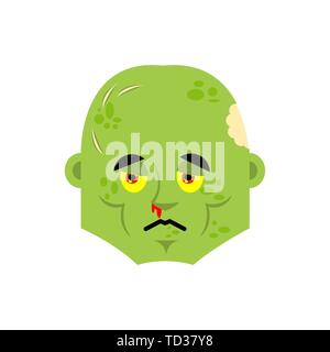 Zombie traurig emoji. Living Dead schmerzhaften Emotionen Avatar. toter Mann langweilig. Vector Illustration Stock Vektor