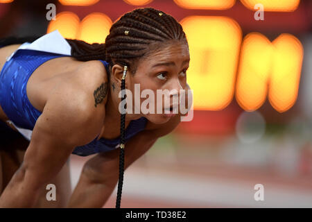 Salwa Eid Naser von Bahrain reagiert nach dem Gewinn der Frauen über 400 m in der IAAF Diamond League Golden Gala Roma 06-06-2019 Stadio Olimpico, Konferenz Atl Stockfoto