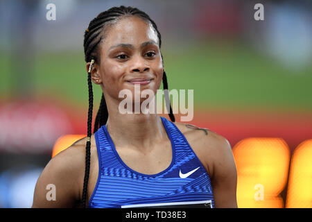 Salwa Eid Naser von Bahrain reagiert nach dem Gewinn der Frauen über 400 m in der IAAF Diamond League Golden Gala Roma 06-06-2019 Stadio Olimpico, Konferenz Atl Stockfoto