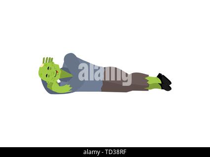 Zombie schlafen. Lebenden Toten eingeschlafen. Untote Vector Illustration Stock Vektor