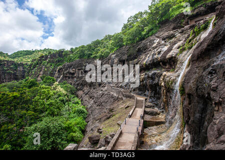 Panoramablick von Ajanta Höhlen, Mumbai, Maharashtra, Indien Stockfoto