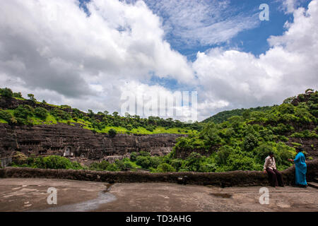Panoramablick von Ajanta Höhlen, Mumbai, Maharashtra, Indien Stockfoto