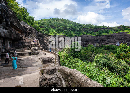 Panoramablick von Ajanta Höhlen, Mumbai, Maharashtra, Indien Stockfoto