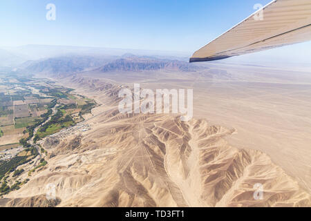 Flug über die Nazca-linien, Nazca, Peru, Südamerika Stockfoto