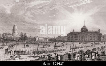 Champ-de-Mars, der École Militaire, Paris, antiken Stahl Gravierte drucken, 1831 Stockfoto