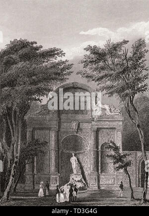 Parc de Saint-Cloud, in der Nähe von Paris, antike Stahl Gravierte drucken, 1831 Stockfoto