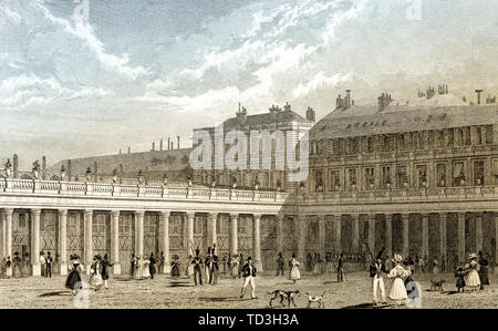 Palais-Royal, Paris, antiken Stahl Gravierte drucken, 1831 Stockfoto