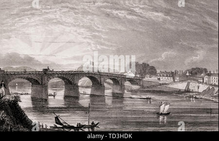 Le Pont de Choisy, Choisy-le-Roi, Frankreich, antiken Stahl Gravierte drucken, 1831 Stockfoto