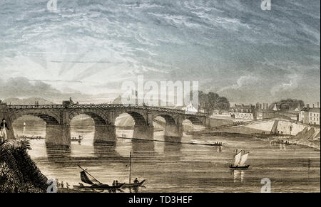 Le Pont de Choisy, Choisy-le-Roi, Frankreich, antiken Stahl Gravierte drucken, 1831 Stockfoto