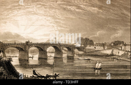 Le Pont de Choisy, Choisy-le-Roi, Frankreich, antiken Stahl Gravierte drucken, 1831 Stockfoto