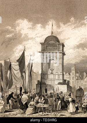 Die Fontaine des Innocents, Paris, antiken Stahl Gravierte drucken, 1831 Stockfoto