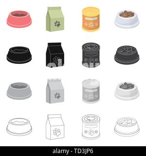 Hund, Schüssel, Futtermittel, Futter, Tasche, Eiweiß, Ernährung, Zinn, Hundefutter, Flaschen, PET, Teller, Platte, trocken, leer, Paket, Set, Vector, Icon, Illustration, isoliert, Sammlung, Design, Element, Grafik, Zeichen, Vektor, Vektoren, Stock Vektor