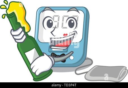 Mit bier Blutdruck Spielzeug oben cartoon Tabelle Stock Vektor