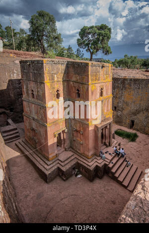 Felsen gehauen monolithische Kirche von Bet Giyorgis (Kirche St. George) in Lalibela, Äthiopien Stockfoto