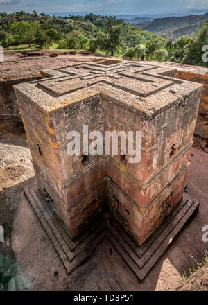 Felsen gehauen monolithische Kirche von Bet Giyorgis (Kirche St. George) in Lalibela, Äthiopien Stockfoto