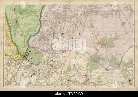 LONDON Sydenham Penge Beckenham Catford Norwood Dulwich Lewisham SPECK 1900 Karte Stockfoto