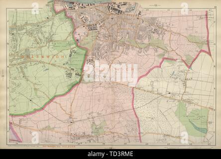 WOOLWICH Charlton Eltham Bexley Plumstead Shooters Hill G', Speck 1900 Karte Stockfoto