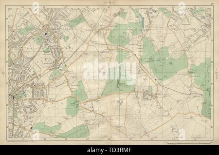 CROYDON Beckenham Woodside W Wickham Elmers End Norwood Hayes SPECK 1900 Karte Stockfoto