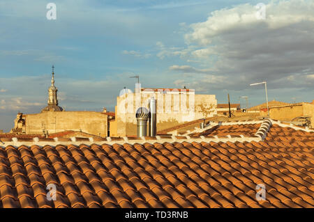 Dächer in Consuegra, Spanien Stockfoto