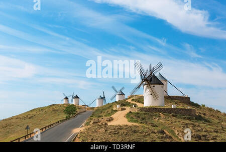 Don Quichotte Windmühlen in Consuegra Spanien Stockfoto