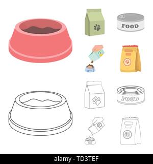 Hund, Schüssel, Futtermittel, Futter, Tasche, Eiweiß, Ernährung, Zinn, Hundefutter, Flaschen, PET, Teller, Platte, trocken, leer, Paket, Set, Vector, Icon, Illustration, isoliert, Sammlung, Design, Element, Grafik, Zeichen, Vektor, Vektoren, Stock Vektor