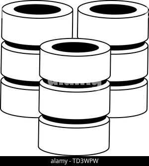 Datenbank Server Festplatten technik Symbol in Schwarz und Weiß Stock Vektor