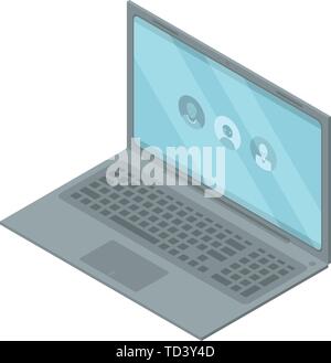 Laptop chatbot Symbol, isometrische Stil Stock Vektor